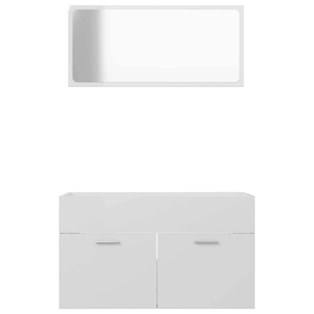 NNEVL 2 Piece Bathroom Furniture Set High Gloss White Chipboard-4