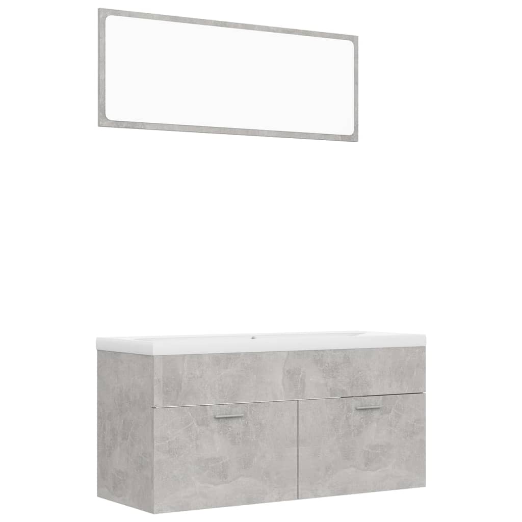 NNEVL Bathroom Furniture Set Concrete Grey Chipboard-1