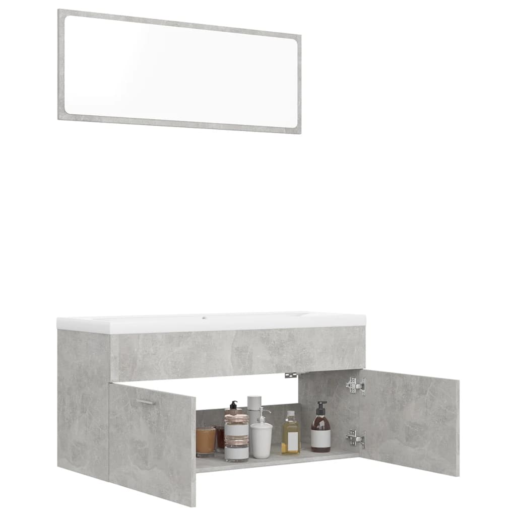 NNEVL Bathroom Furniture Set Concrete Grey Chipboard-3