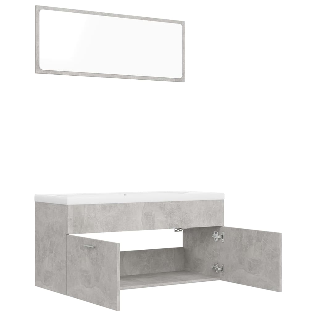 NNEVL Bathroom Furniture Set Concrete Grey Chipboard-4