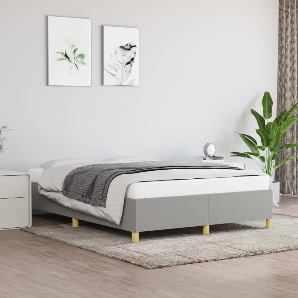 vidaXL Bed Frame Upholstered Platform Bed with Wooden Slats Support Fabric-23