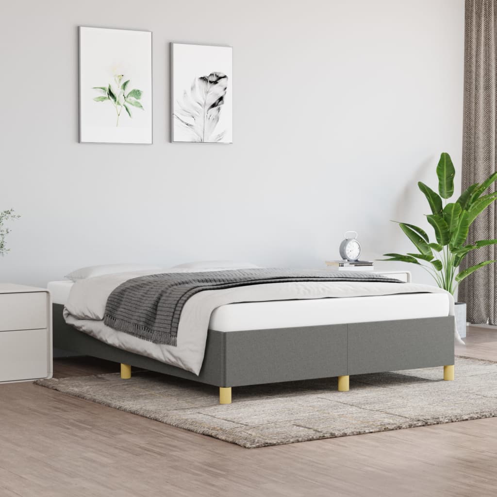 vidaXL Bed Frame Upholstered Platform Bed with Wooden Slats Support Fabric-9
