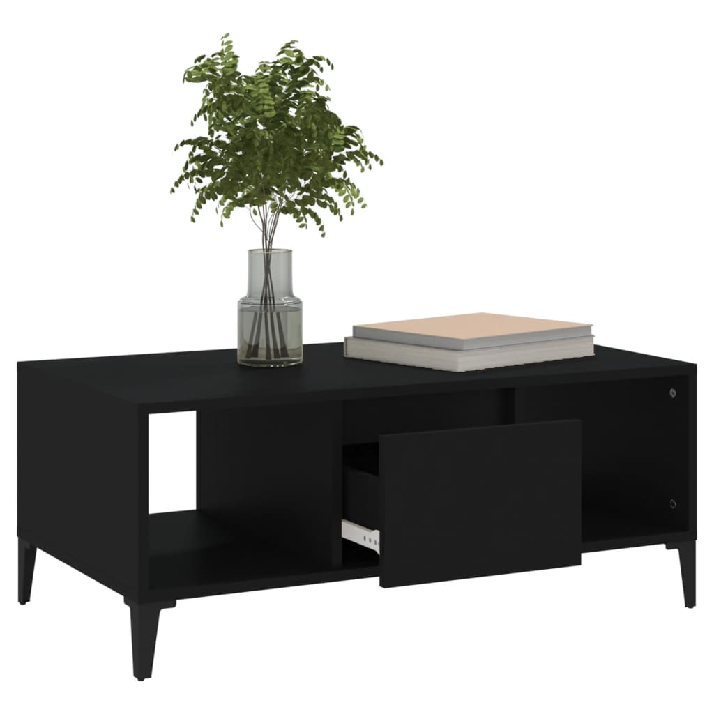 NNEVL Coffee Table Black 90x50x36.5 cm Engineered Wood