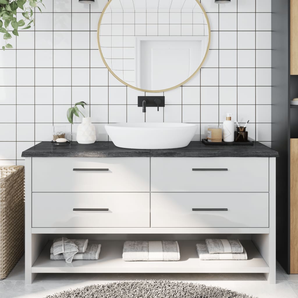NNEVL Bathroom Countertop Dark Grey 160x60x4 cm Treated Solid Wood-0