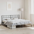 vidaXL Metal Bed Frame with Headboard Black 76"x79.9" King-0