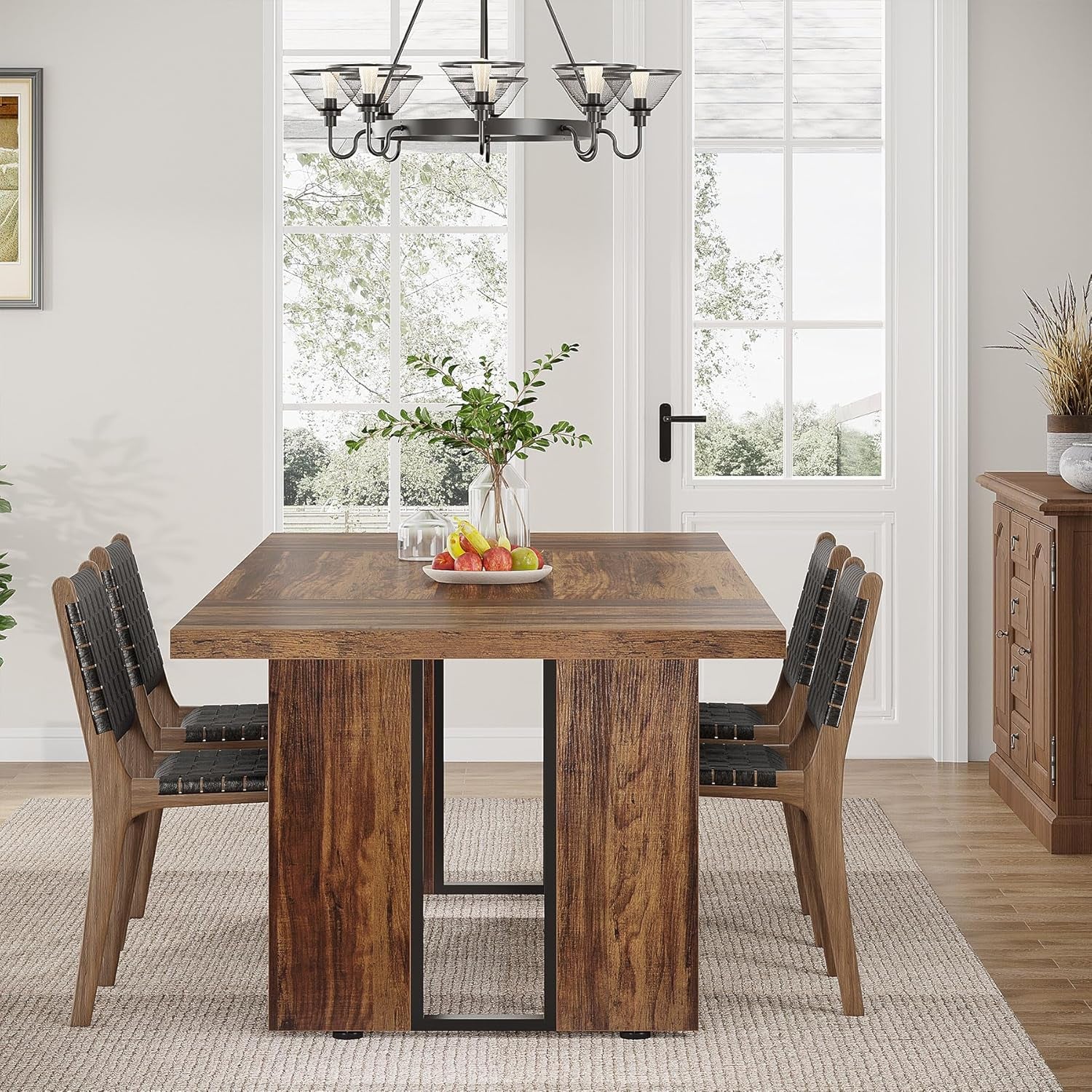 71 Inch Dining Table Rustic Farmhouse For Kitchen Dining
