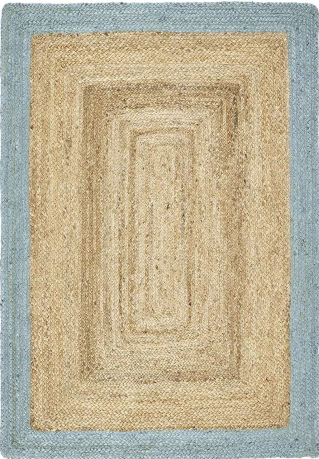 Bordered Duck Egg Blue Jute Rug