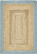 Bordered Duck Egg Blue Jute Rug