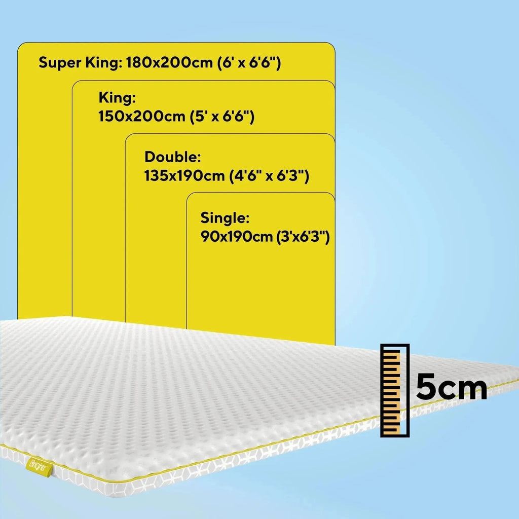 Brightr® Aurora 2 in 1 Best Memory Foam Mattress Topper Soft/Medium Firm