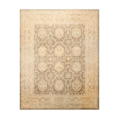8x10 Olive Green, Beige Hand Knotted 100% Wool Peshawar Traditional Oriental Area Rug-0