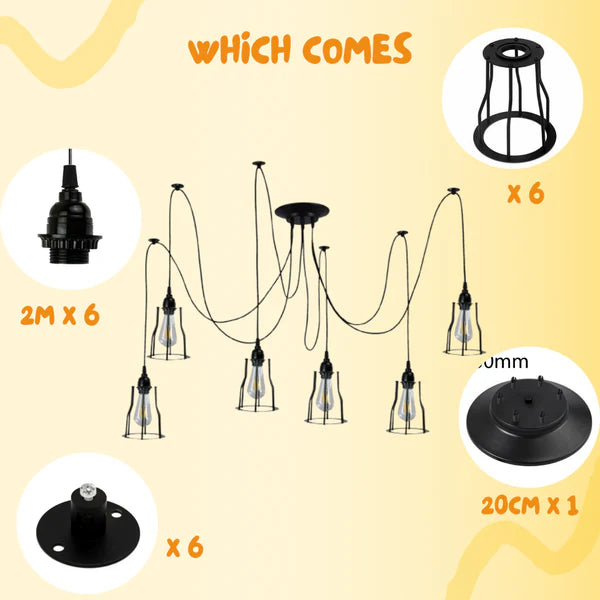 Retro Chandelier Ceiling Spider Light Industrial Pendant Lamp ~2614