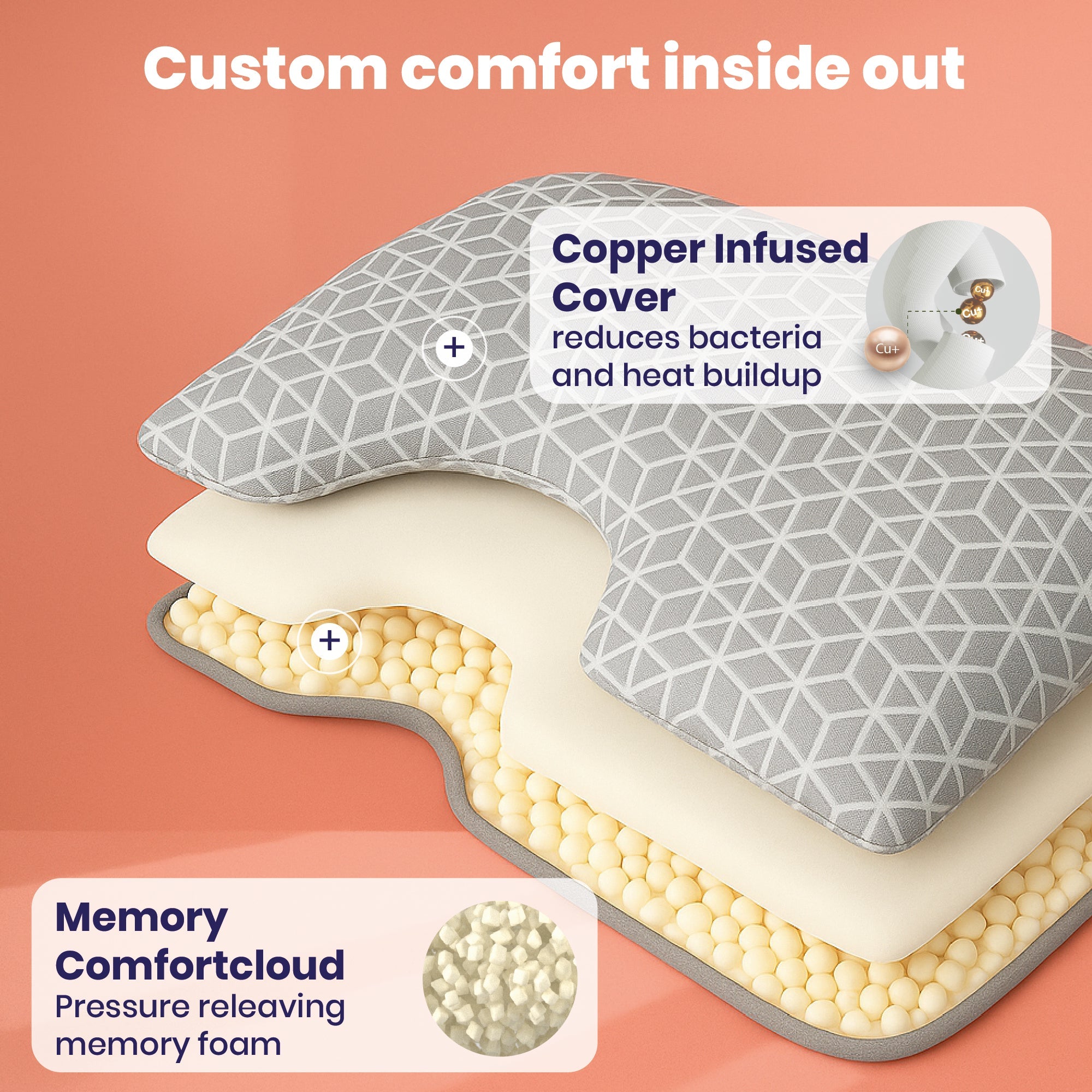 Brightr® MoonHug Adjustable Memory Foam pillow