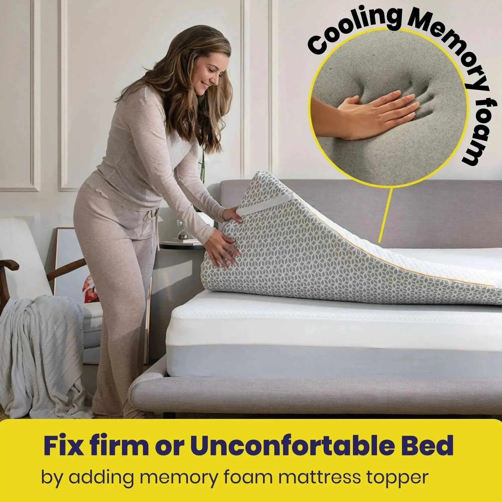 Brightr® Aurora 2 in 1 Best Memory Foam Mattress Topper Soft/Medium Firm