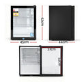 Devanti 56L Bar Fridge Glass Door Mini Fridge Countertop Cooler Black