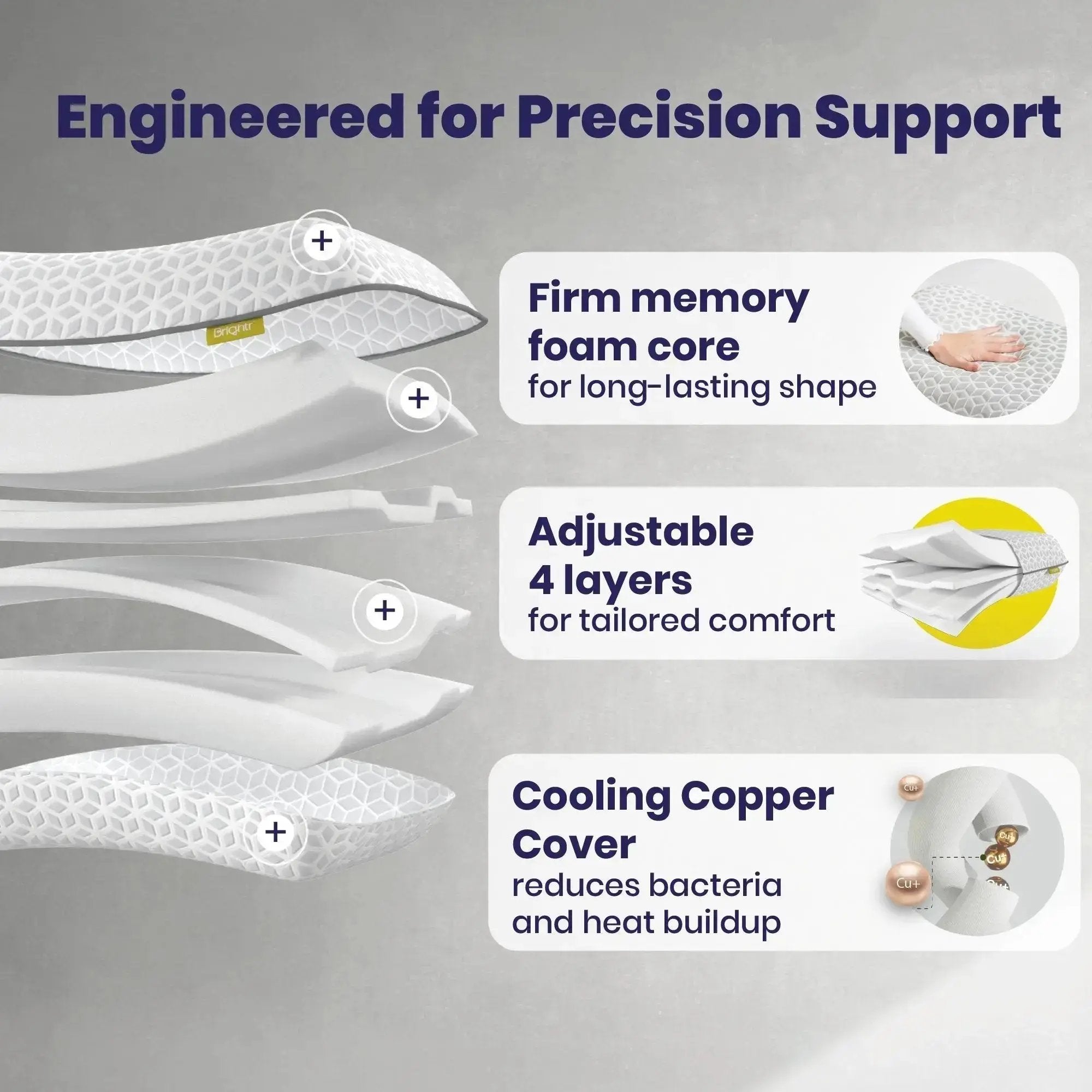 Brightr® Eclipse Adjustable Firm Memory foam pillow