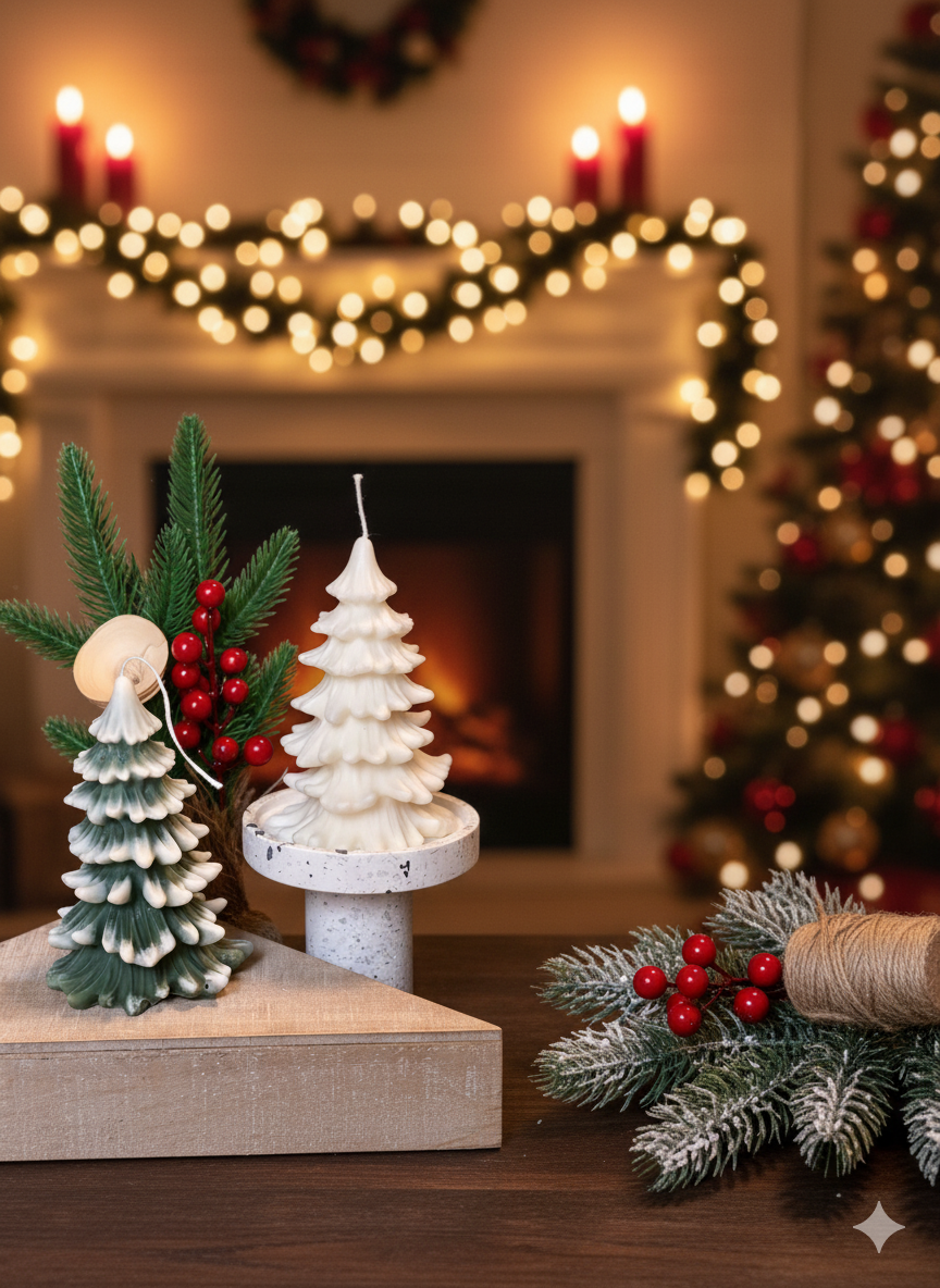 Christmas Tree Candles - Cedar Trees Holiday Decor-2