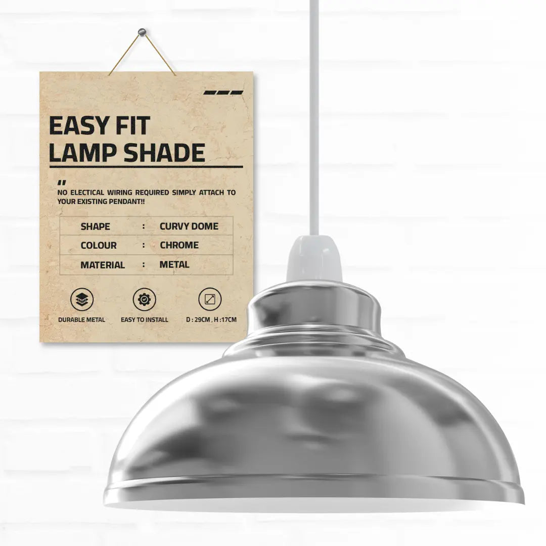 Vintage Retro Pendant Light Curvy Shade Metal Easy Fit E27/B22~1391