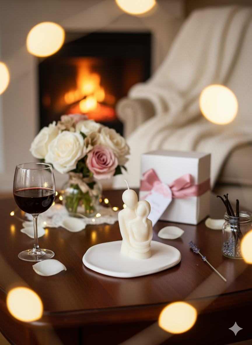 Cuddling Couple Handmade Scented Candle for Cozy Moments-1