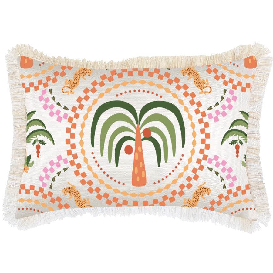 Cushion Cover-Coastal Fringe-Palm Mosaic White-35cm x 50cm