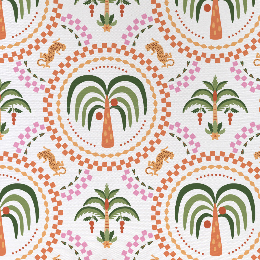 Cushion Cover-Coastal Fringe-Palm Mosaic White-35cm x 50cm