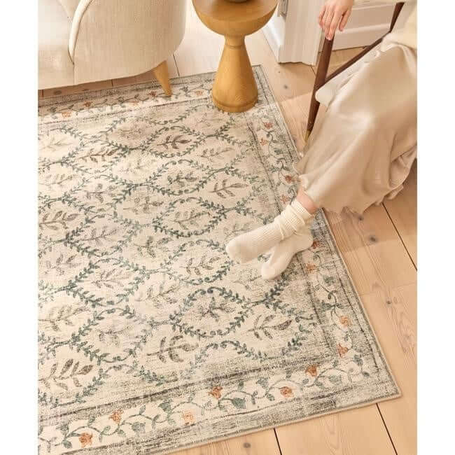 Eco-Washable Cream Rug Botanicals Design