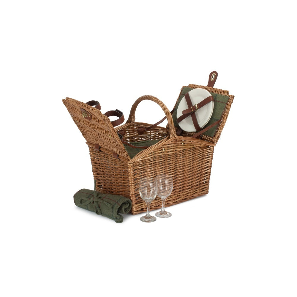 2 Person Butterfly Lidded Fitted Wicker Picnic Basket