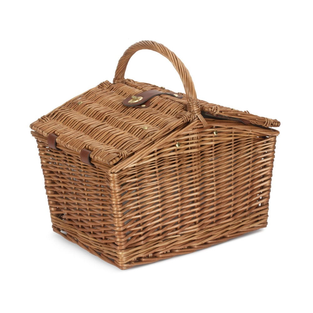 2 Person Butterfly Lidded Fitted Wicker Picnic Basket