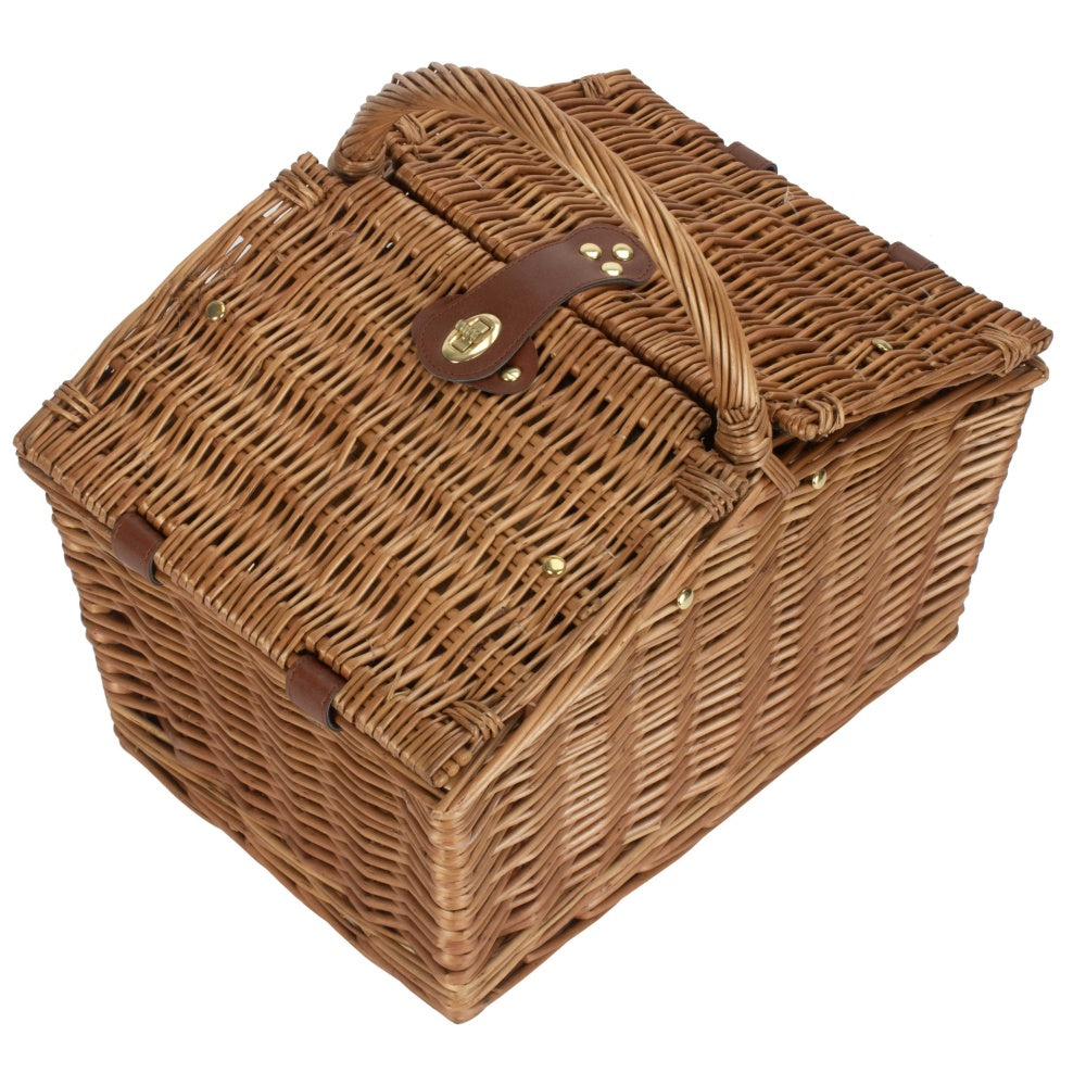 2 Person Butterfly Lidded Fitted Wicker Picnic Basket