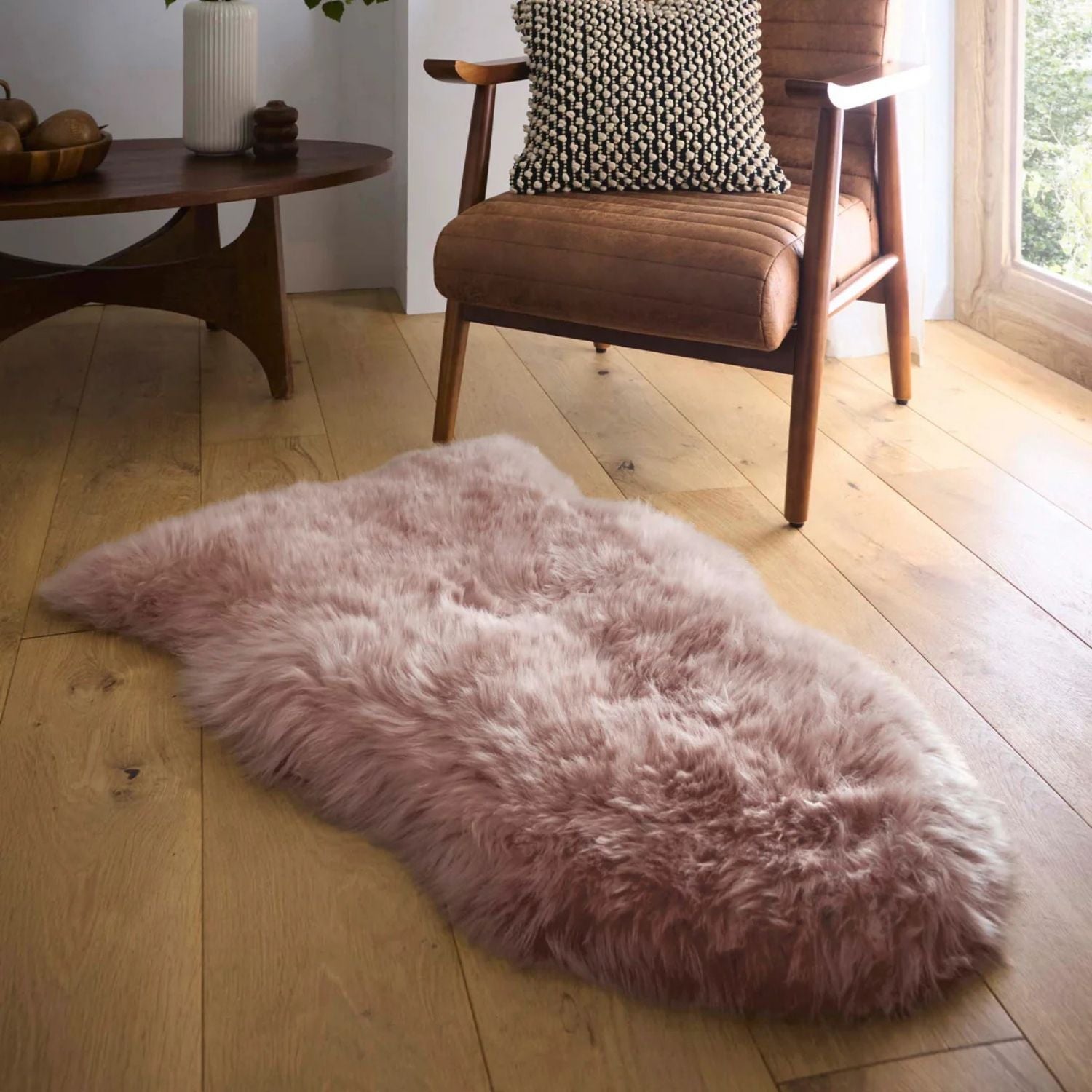 Genuine Rose Sheepskin Faux Fur Rug