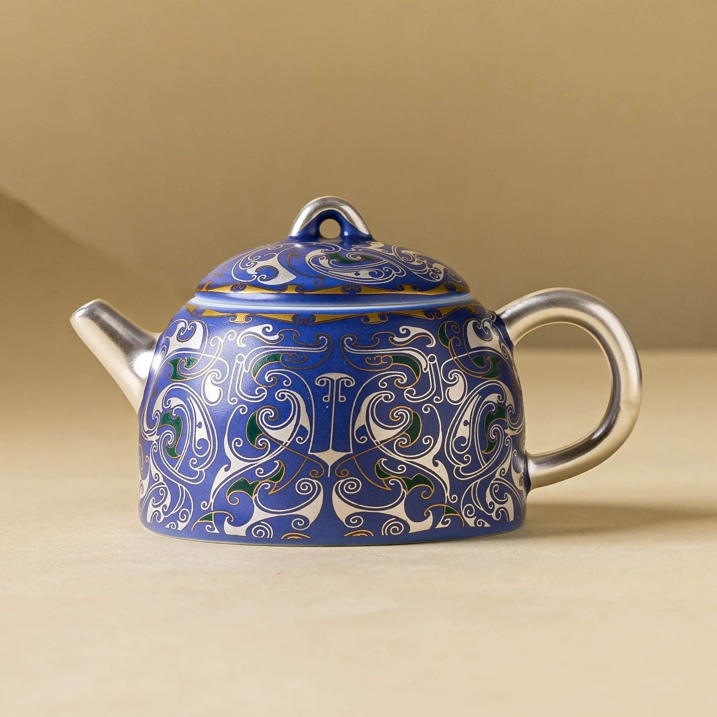 999 Silver Filigree Porcelain Teapot & Saucer Gift Set — Imperial Blue Collection