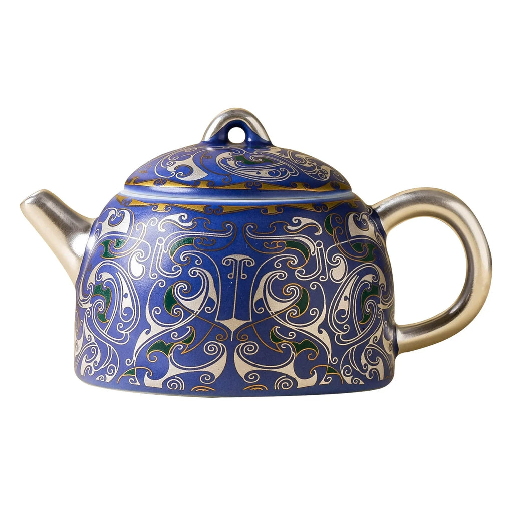 999 Silver Filigree Porcelain Teapot & Saucer Gift Set — Imperial Blue Collection