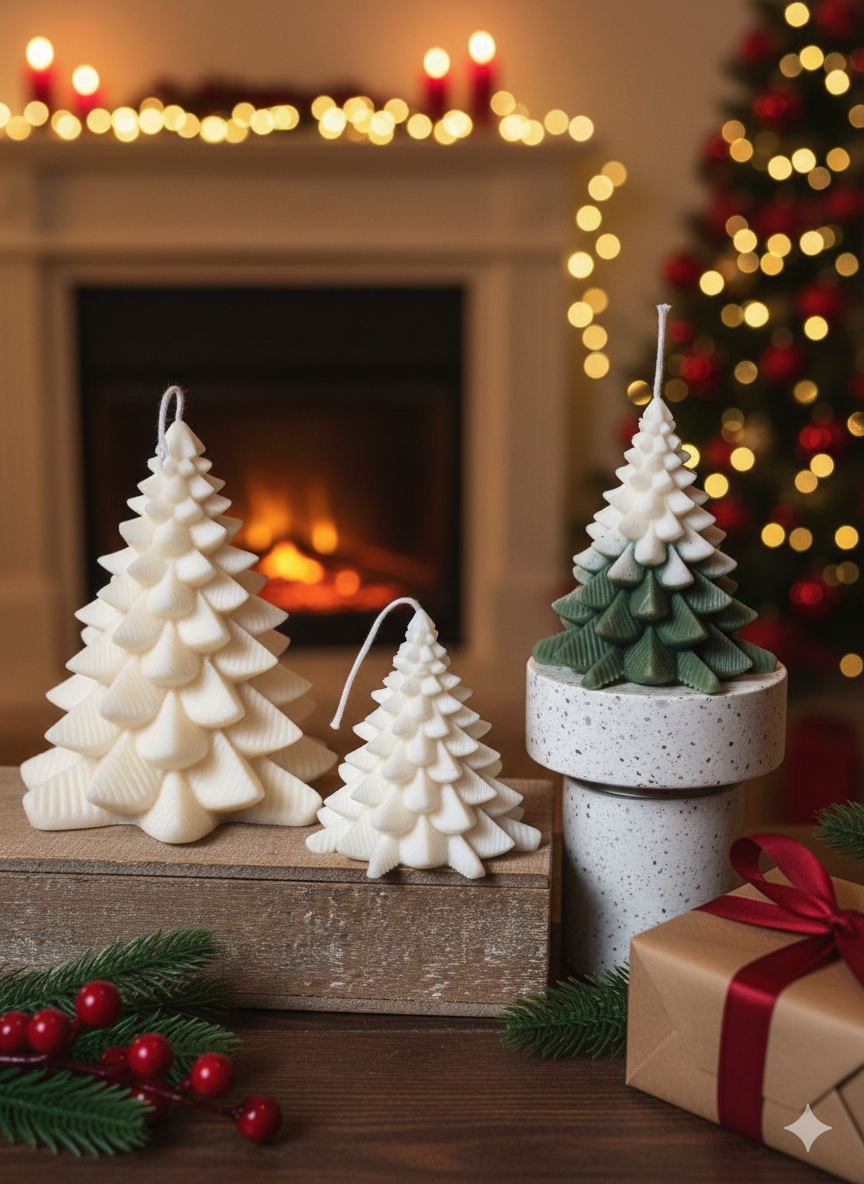 Christmas Fir Tree Candles - Festive Holiday Decor for Your Home-0