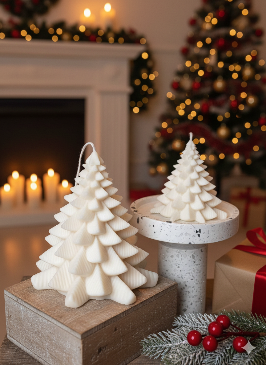 Christmas Fir Tree Candles - Festive Holiday Decor for Your Home-1