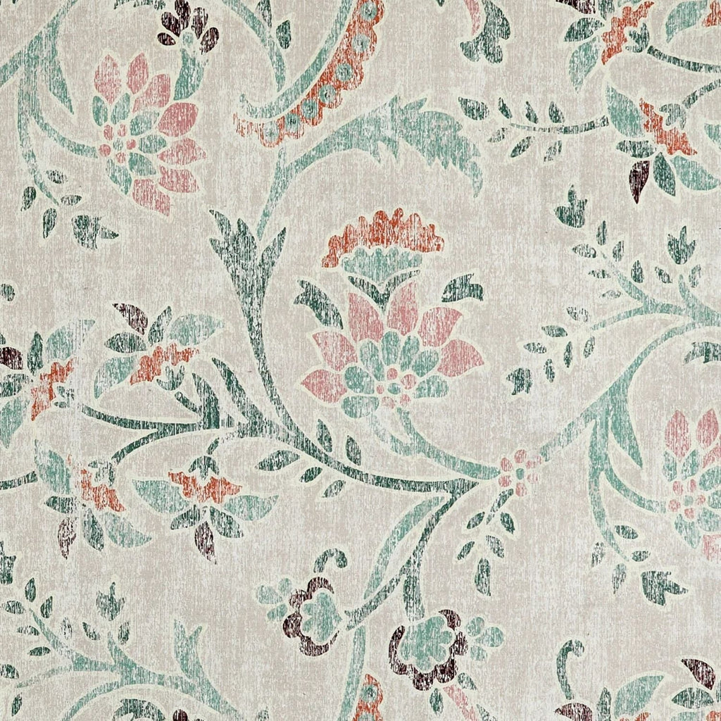 Eco-Washable Green Rug Floral Design