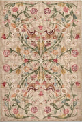 Eco-Washable Beige Rug Floral Design