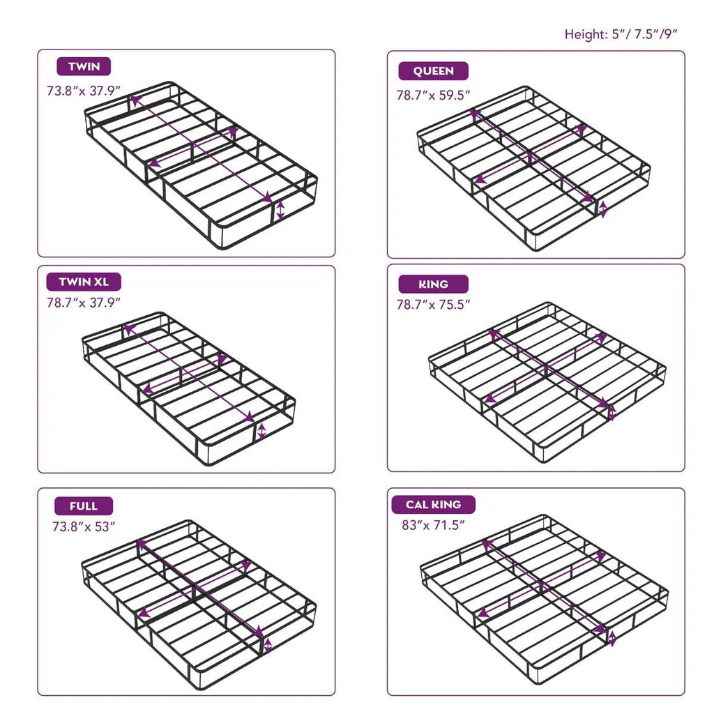 King size 5-inch Low Profile Metal Box Spring Mattress Foundation with Cover-4