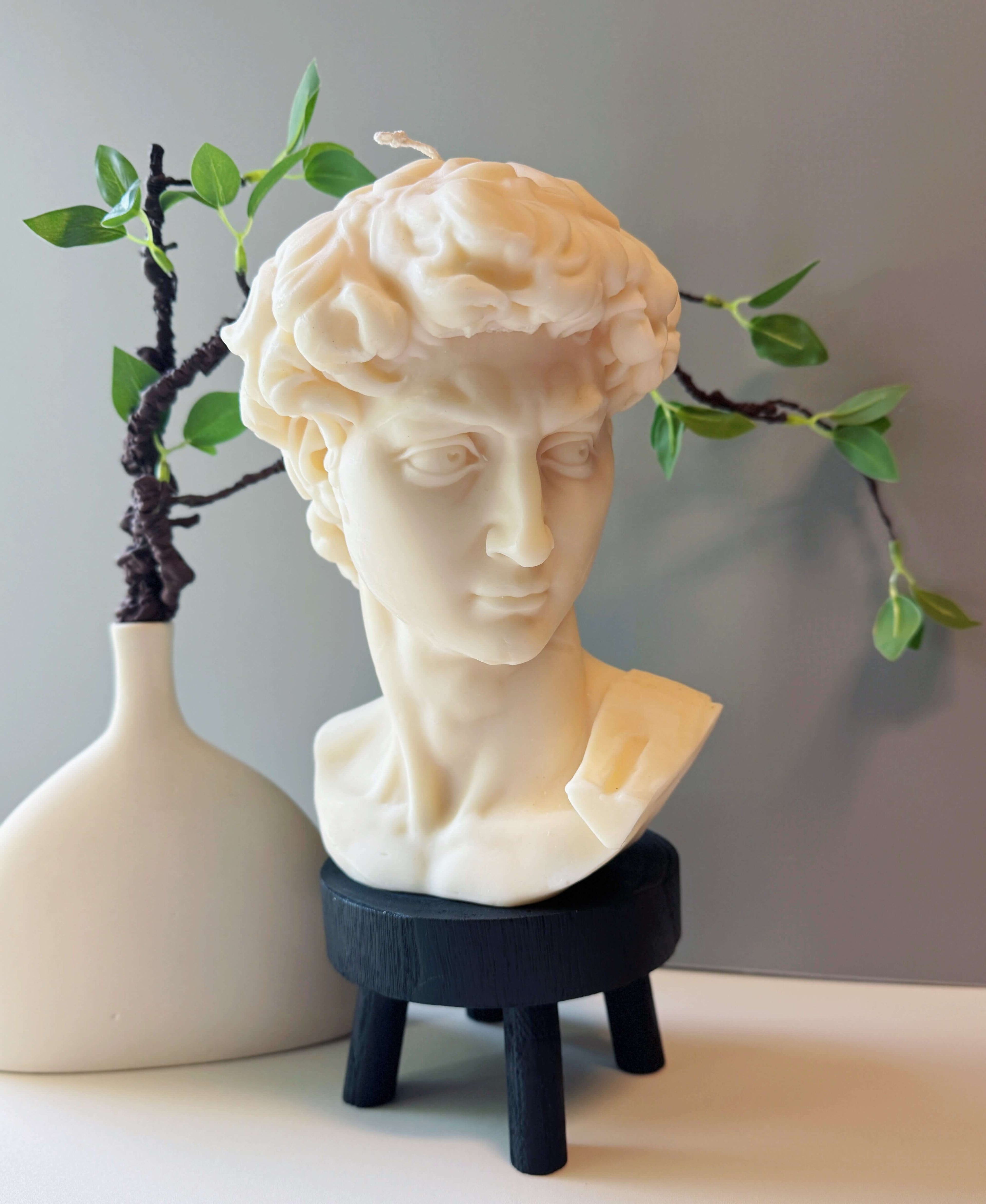 David Head Sculptural Candle – Large 11” Decorative Wax Bust-2