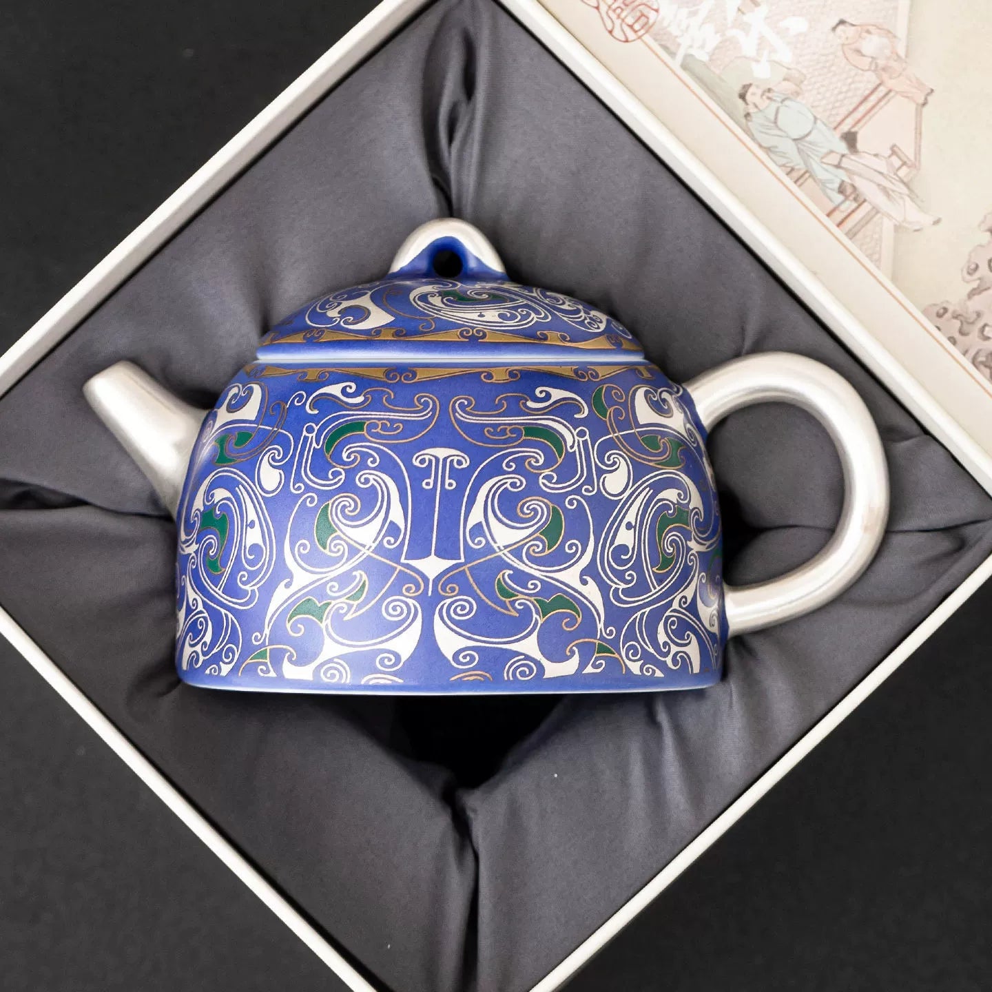 999 Silver Filigree Porcelain Teapot & Saucer Gift Set — Imperial Blue Collection