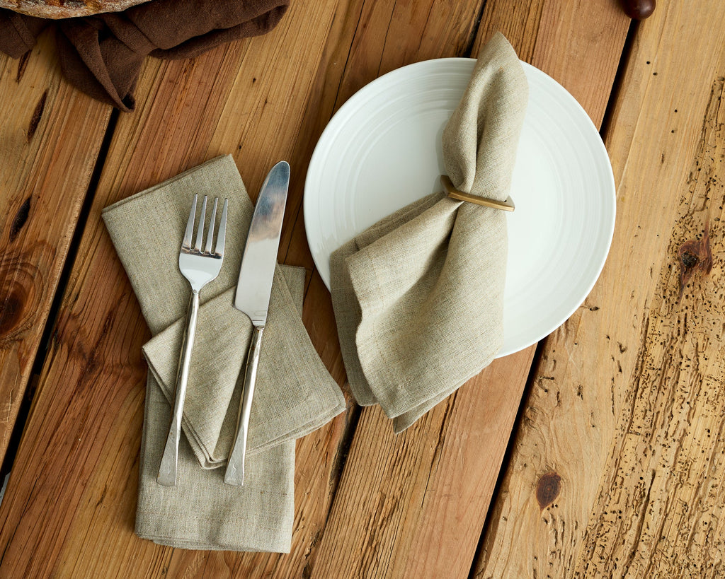 Cassis Linen Table Napkin Beige Set