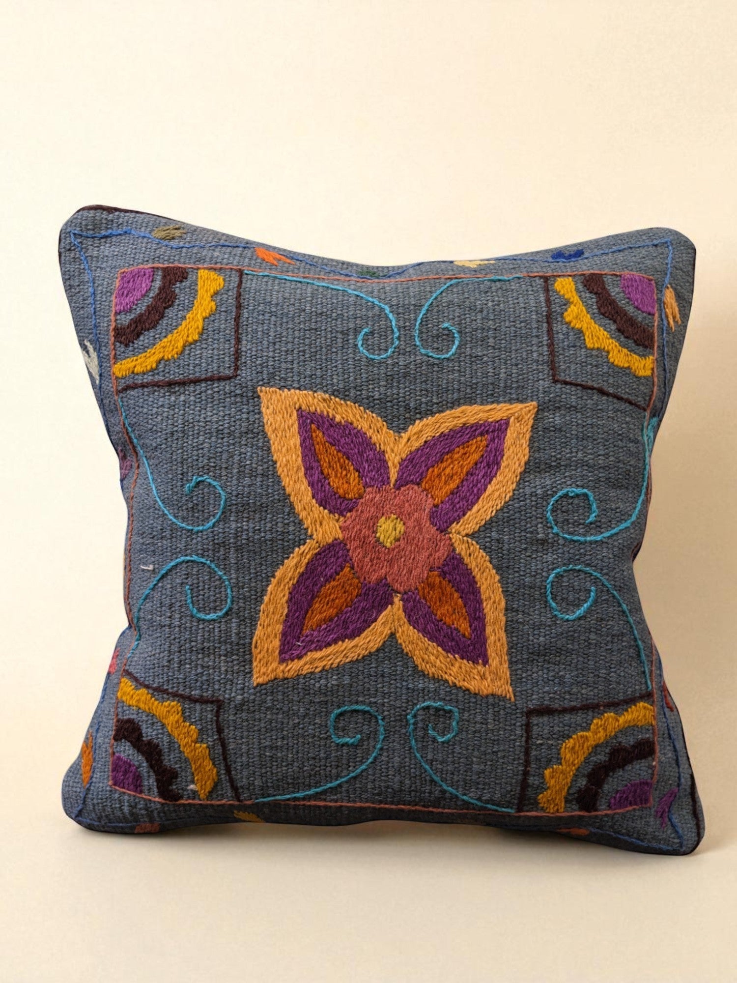 Suzani Hand Embroidered Cushion Cover - 45 x 45 cm