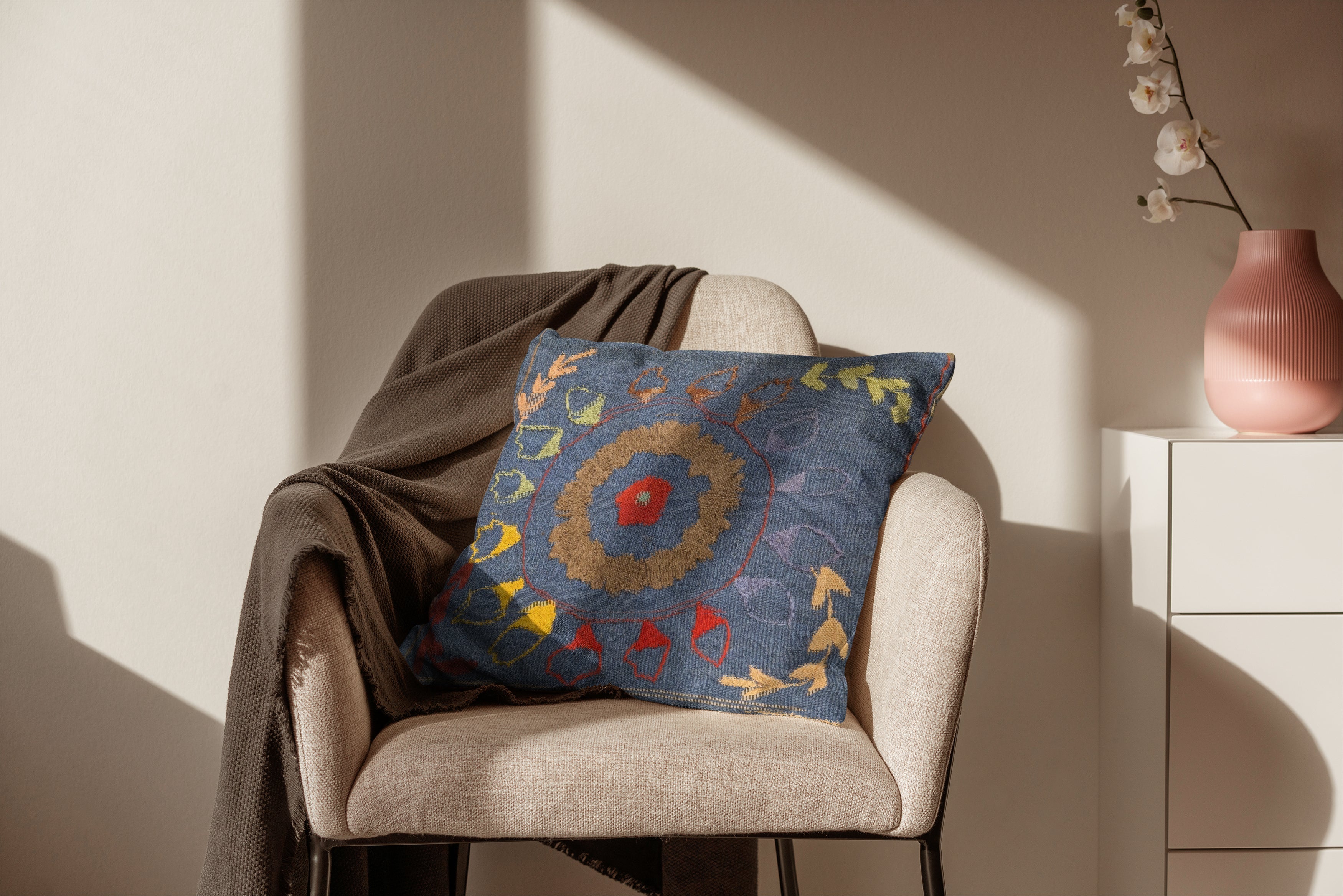 Suzani Hand Embroidered Cushion Cover - 45 x 45 cm