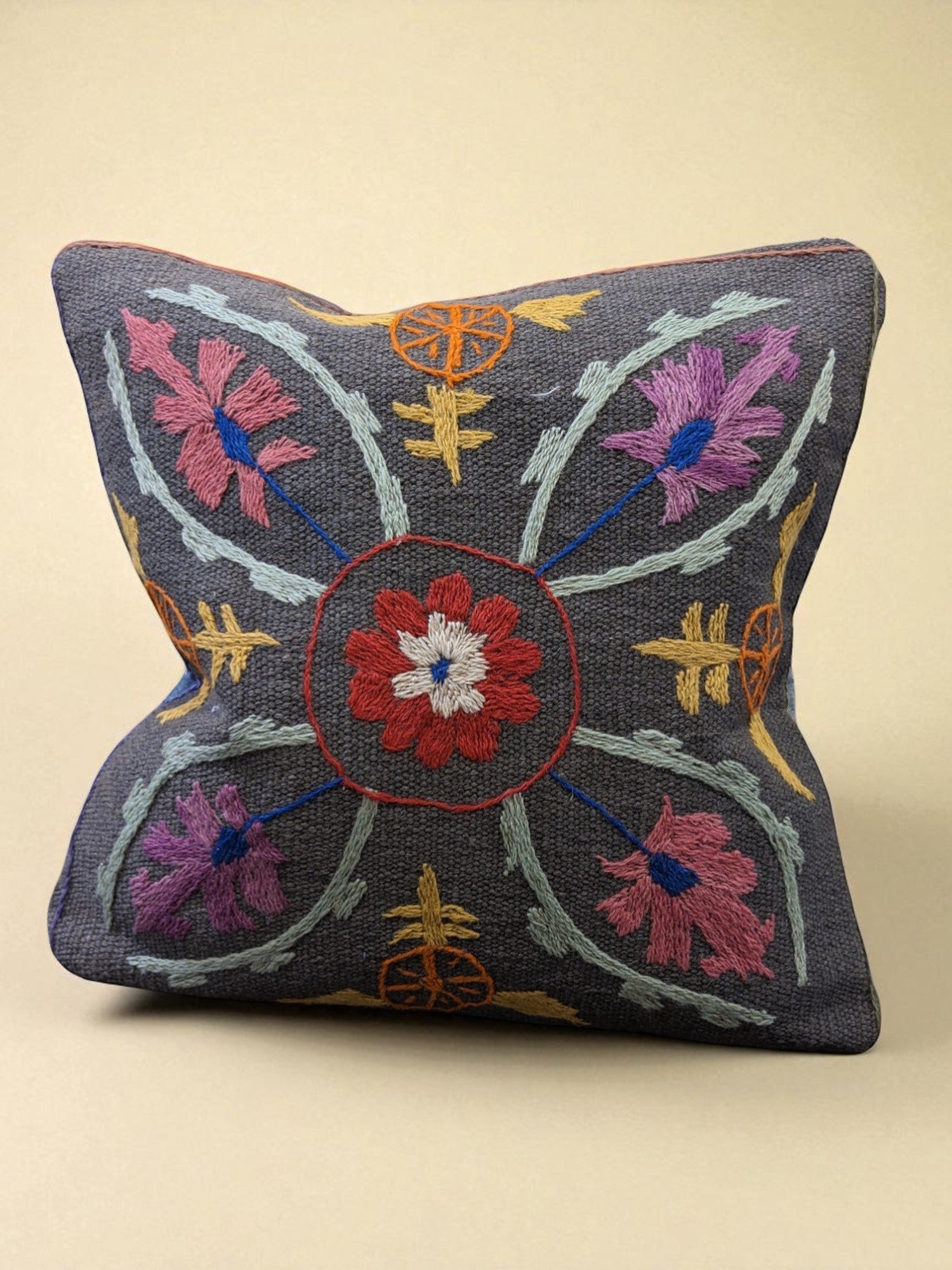 Suzani Hand Embroidered Cushion Cover - 45 x 45 cm