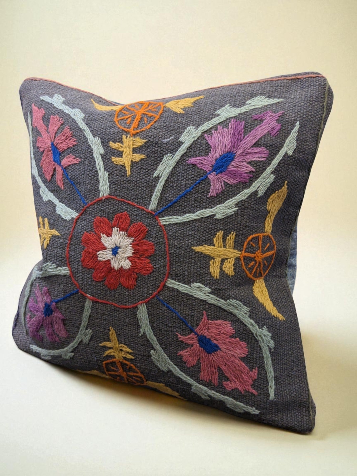 Suzani Hand Embroidered Cushion Cover - 45 x 45 cm