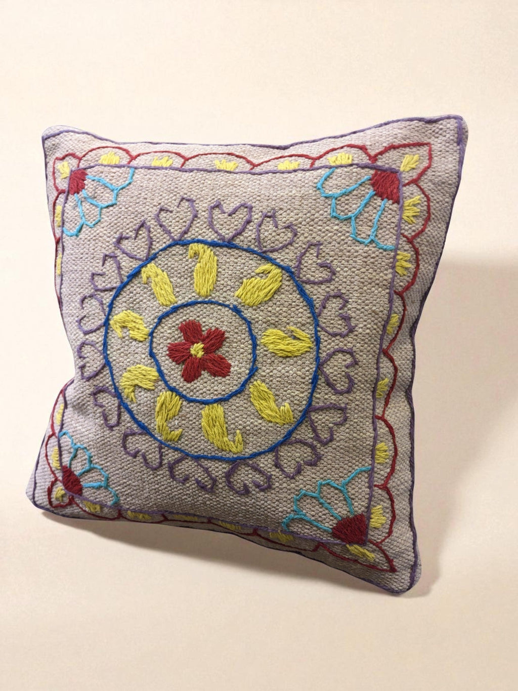 Suzani Hand Embroidered Cushion Cover - 45 x 45 cm