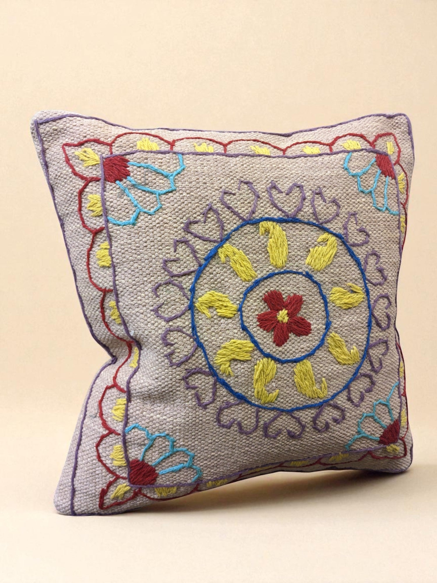 Suzani Hand Embroidered Cushion Cover - 45 x 45 cm
