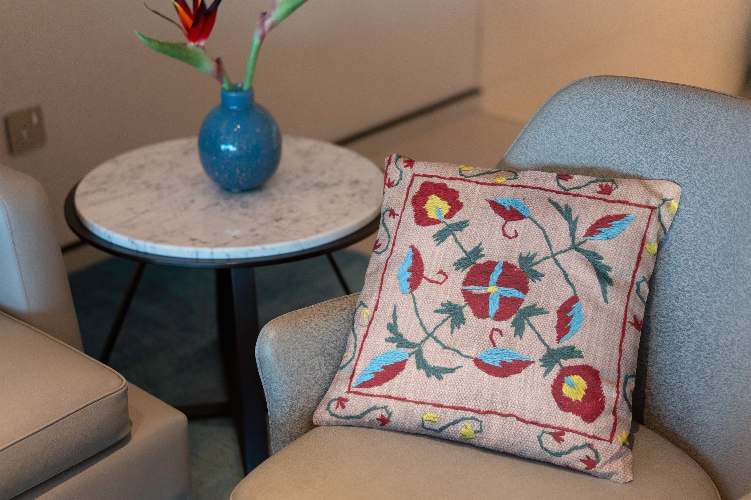 Suzani Hand Embroidered Cushion Cover - 45 x 45 cm