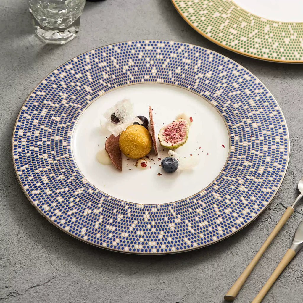 Artisanal Mosaic Rim Fine Porcelain Plate – Celestial Series