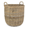 Tall Round Fireside Grey Rattan Log Basket