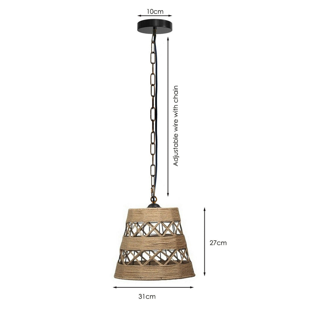 Drum Shape Ceiling Pendant Light Hemp Rope Hanging Light E27 Lamp Shade~1534