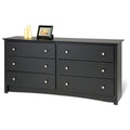 Bedroom Dresser in Black Finish with 6 Drawers and Metal Knobs-0